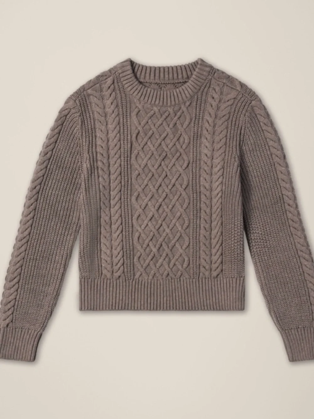 Pact Cable Knit Sweater Deep Taupe Heather